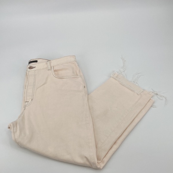 J Brand Wynne 100% Cotton High Rise Button Fly Crop Raw Hem Straight Jeans 32 - Picture 12 of 15